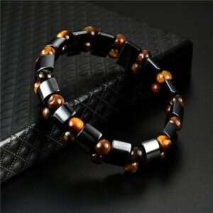Natural Hematite & Tiger Eye Protection Bracelet - Energy Healing Stretch